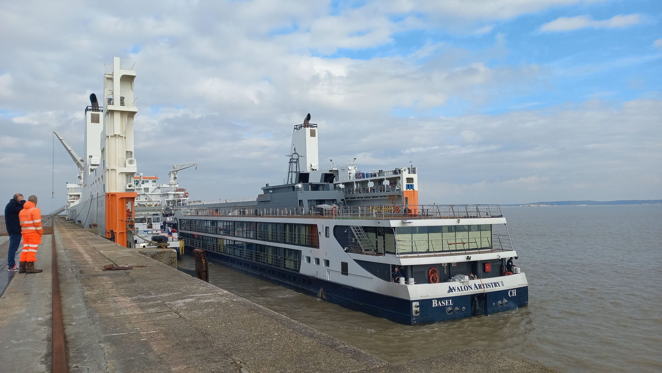 A new river cruise ship arrives in the Port of Bordeaux for the 2025 season
